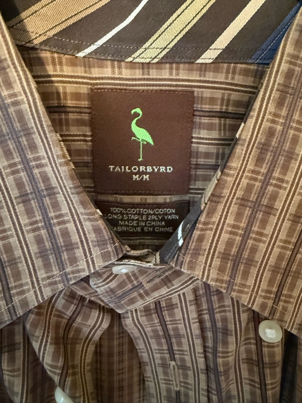 Tailorbyrd Brown Plaid Cotton Button-Up Shirt